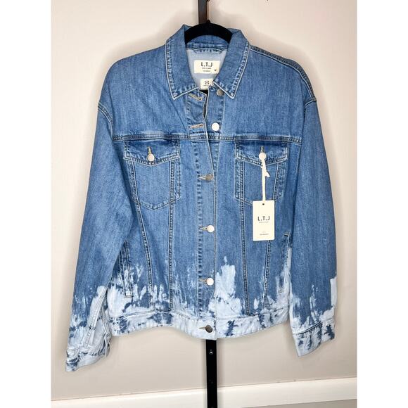 L.T.J Letter to Juliet Ombre Dip Tie Dye Denim Jean Jacket Blue Women's M NWT - Picture 3 of 10
